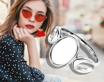 925 Sterling Silver 8x12 mm Bezel Cup Ring Blank – Solid Cathedral Style Base Mounting – Keepsake & Resin Art Jewelry Setting