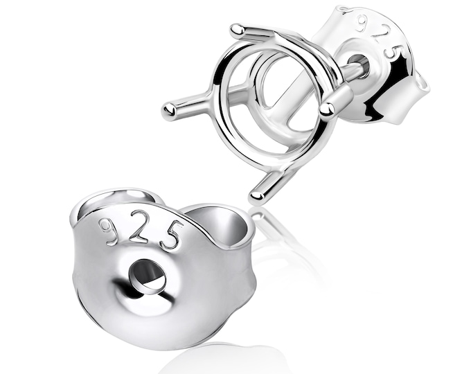 925 Sterling Silver Earring Backs – 5mm Friction Nuts, Secure Earring Stoppers, Hard Silver Push Backs, Hypoallergenic Replacement Findings