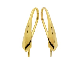 925 Silver Ear Hooks – Gold Plated, 35x14mm, 2.1g | Elegant Earring Findings for DIY Jewelry