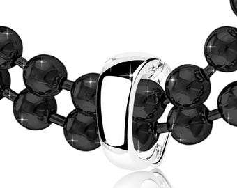 925 Sterling Silver Enhancer Necklace Connector – Cord & Beads Pendant Attachment – Large Opening Clasp for Leather and Pearl Strands