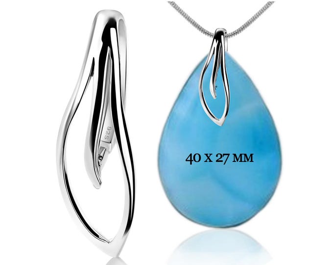 Sterling Silver Leaf Bail – Slender Pendant Connector for Crystals & Stones