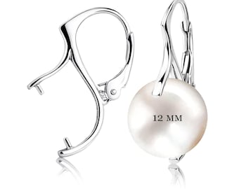 925 Sterling Silver Lever Back Earring Blanks for 12mm Beads – DIY Earring Findings for Gemstone, Crystal, and Handmade Jewelry