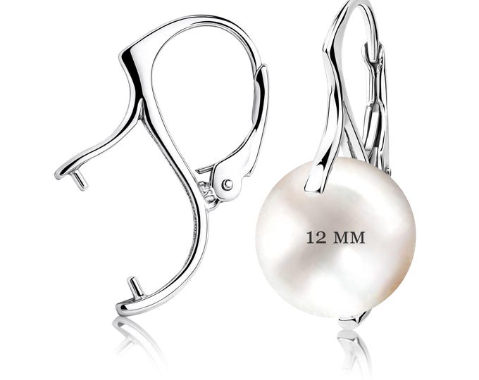 925 Sterling Silver Lever Back Earring Blanks for 12mm Beads – DIY Earring Findings for Gemstone, Crystal, and Handmade Jewelry