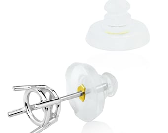 14K Gold One Pair Friction Ear Nut Earring Stopper with Silicone 9 mm Disc – Hypoallergenic & Comfortable