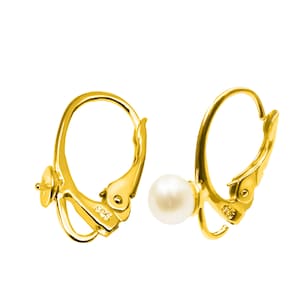 Lever back 925 Sterling Silver, 18 mm Height, 10 mm Width, 1,3g silver, Gold Plated, Bowl 4 mm