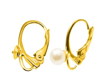 Leverback 925 Sterling Silver, 18 mm Height, 10 mm Width, 1,3g silver, Gold Plated, Bowl 4 mm