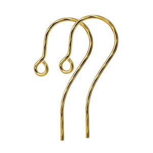 Ear hooks, 26 mm Height, 11 mm Width, Diamond Wire Cut, 0,48 g, Silver 925 Gold Plated