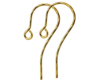 Ear hooks, 26 mm Height, 11 mm Width, Diamond Wire Cut, 0,48 g, Silver 925 Gold Plated
