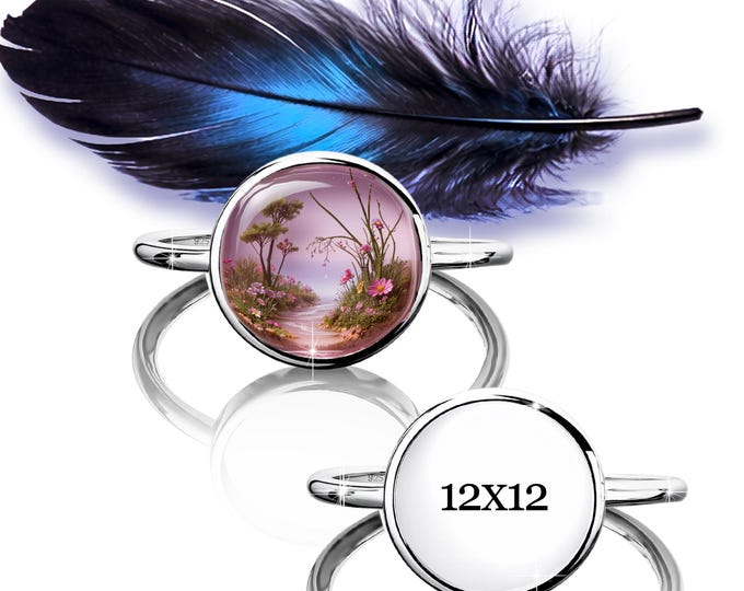 925 Sterling Silver 12 mm Round Bezel Cup Ring Blank – Rhodium Plated Minimalist Cabochon  – Keepsake & Resin Art Jewelry Base for Women