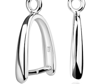 Sterling Silver Pendant Holder – Smooth Beam Design for Drilled Stones – No Glue Needed, Modern Look