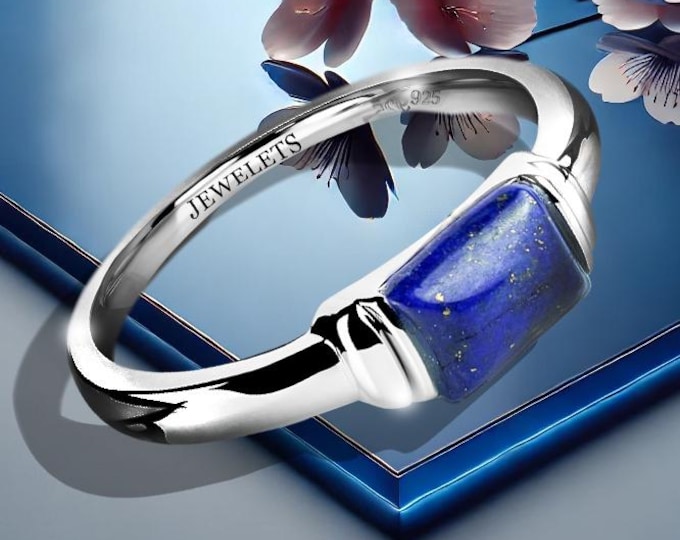 925 Solid Silver Ring Blank, Stackable Silver Ring Blank by Jewelets  Lapis Lazuli Ring, Amber Ring, Black Onyx Ring, stone: RTC 7x5 mm, AAA
