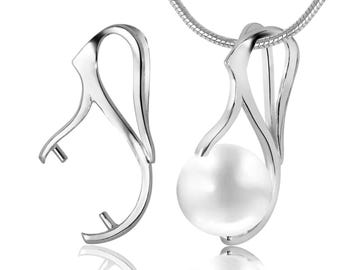 Solid Silver Pendant Blank – For 12 mm Gemstone & Crystal Balls | 925 Sterling Silver Clamped Bail | DIY Fine Jewelry Making