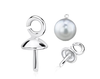 925 Sterling Silver Top Cap with Pin | DIY Jewelry Findings for Gemstone Beads or Pearl Pendants & Earrings, Jewelry Findings for Handmade