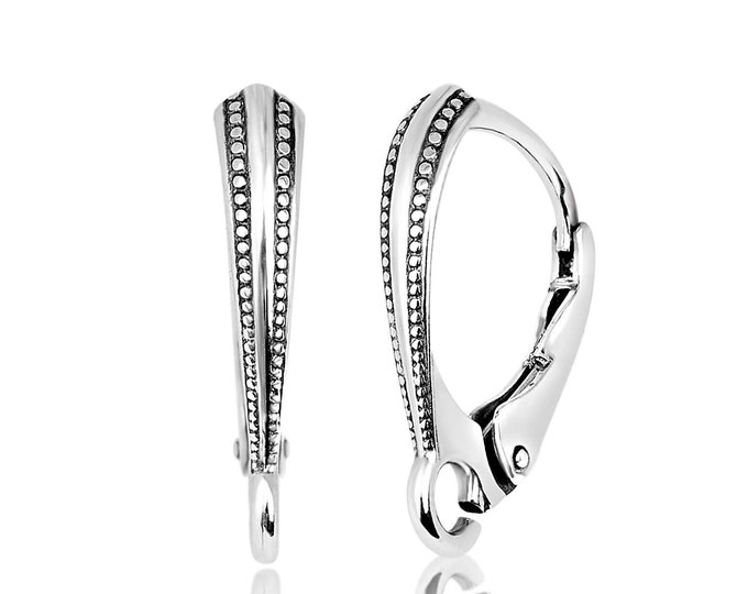 Silver Lever Back Pair, Black Patina Ear Hooks, DIY Earrings Repair
