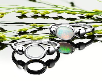 925 Silver Ring Blank 6x8 mm Bezel Setting – Rhodium Plated Signet Style Base – Oval Cabochon Mount – DIY Jewelry Making Component