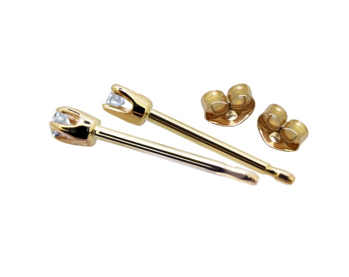 Diamond Stud Earring, 14K Yellow Gold, 14K White Gold,Diamond