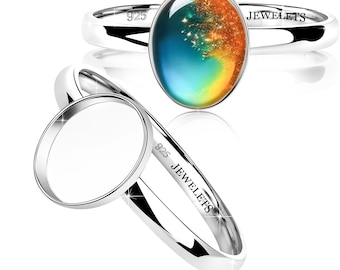 925 Sterling Silver 8x10 mm Oval Bezel Cup Ring Blank Base | Fine Jewelry Setting for Keepsake & Resin Art