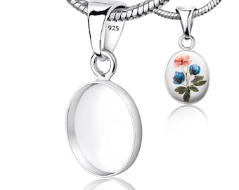 925 Sterling Silver 10x12mm Oval Bezel Cup Dangle Pendant Blank – Closed Back DIY Resin Jewelry & Keepsake Setting