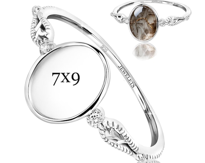 Sterling Silver Ring Blank 7x9 mm Oval Bezel Cup | Rhodium Plated Keepsake & Resin Art Jewelry Base for Women