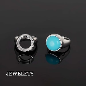 Ring Blank Base, Sterling Silver 925, round 12 mm, Bezel setting, Aesthetic ring blank,