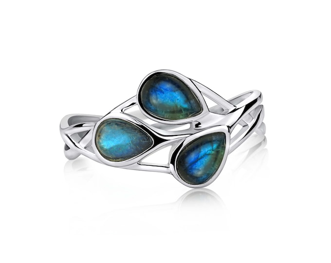 925 Multistones Silver ring with Moonstone, Lapis Lazuli, Tiger Eye, Black Onyx , Rose Quartz Stones: Pear 6x4 mm