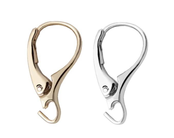 14K Fine Gold Lever Back Pair, 18 mm Height, 10 mm Width, DIY and Repair Earrings