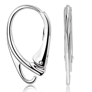 Lever Back Sterling Silver Pair, 925 Silver Closure, 18mm Height, 10mm Width
