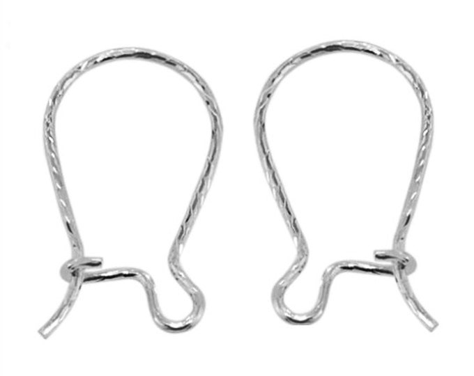 Ear hooks, Silver 925, Pair, 20mm Height, 11 mm Width, 0,56 g, Diamond Cut Wire