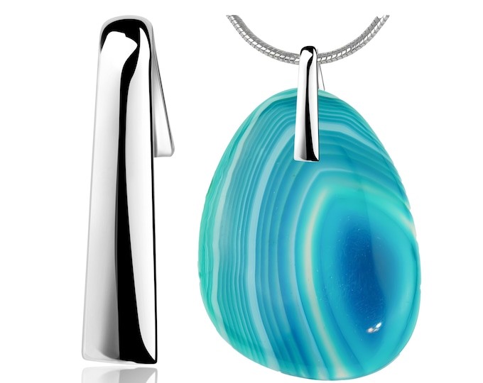 Modern Silver Pendant Bail – Smooth Beam Design for Gemstones, Swarovski, or Glass Pendants