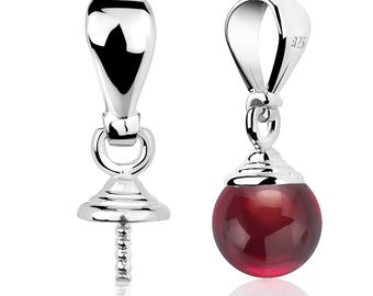 Silver Pendant Bail Top Cap With Pin – DIY Jewelry Making & Repair | Necklace Pendant Connector | Jewelry Findings for Crafters