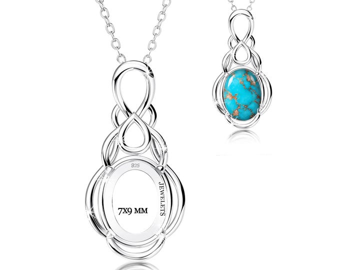 925 Sterling Silver Necklace Blank – 9x7 mm Oval Bezel Setting with Prongs – Rhodium Plated Pendant Base with 18 Inch Chain for Cabochons