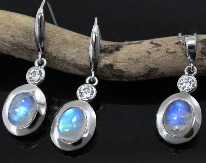 Colorful  Earrings with Lapis Lazuli,  Moonstone,  Black Onyx , Rose Quarzt, Amber with Zirconia  Silver 925