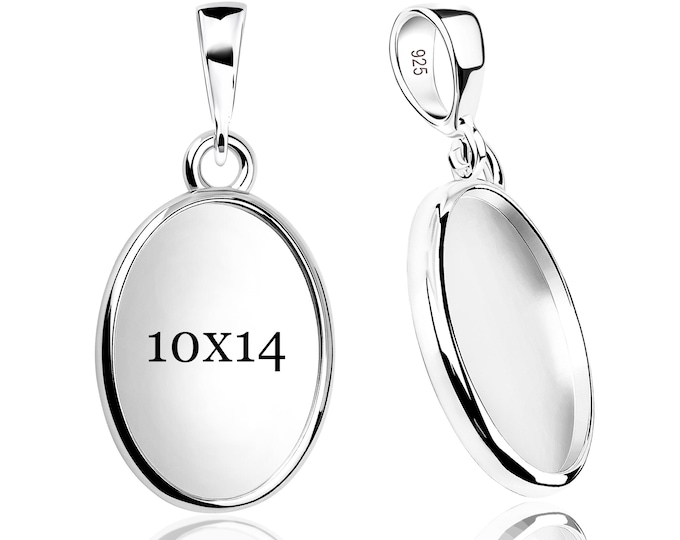 925 Sterling Silver Pendant Blank – 10×14 mm Bezel Cup (1 mm Deep) | DIY & Keepsake Jewelry Base | Fine Silver Mount for Resin or Cabochon