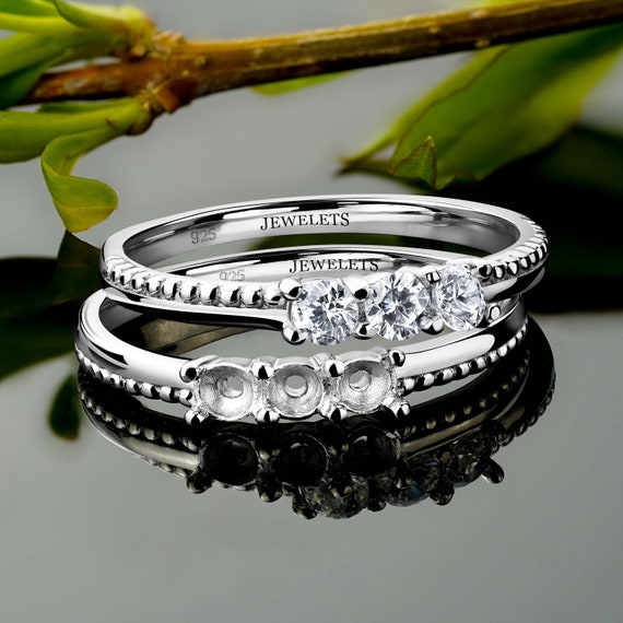 Cubic Zirconia Ring Gold-Plate on Sterling Silver Rectangle with Side Stones Cubic Zirconia Ring Gold-Plate on Sterling Silver Rectangle with Side Stones