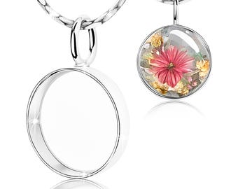 925 Sterling Silver 12 mm Round Bezel Cup Pendant Blank – DIY Memory, Breast Milk Keepsake & Resin Art Setting (2 mm Deep Cup)