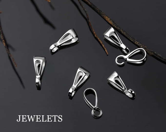 Silver Pendant Bail DIY and Repair Jewelry, 11mm Height, 3.6mm Width