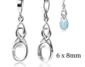 925 Sterling Silver Pendant Blank – 6x8 mm Oval Bezel Setting – Rhodium Plated Celtic Knot Cabochon Mount for DIY Gemstone Keepsake Jewelry