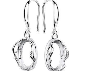 Silver Earrings Blank – 10×14 mm Base | Bezel Setting Mounting with Flexible Decorative Elements for Natural Stones