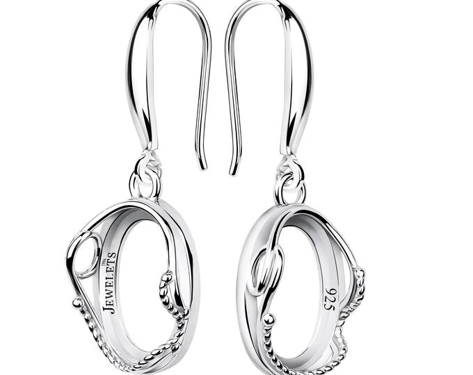 Silver Earrings Blank – 10×14 mm Base | Bezel Setting Mounting with Flexible Decorative Elements for Natural Stones