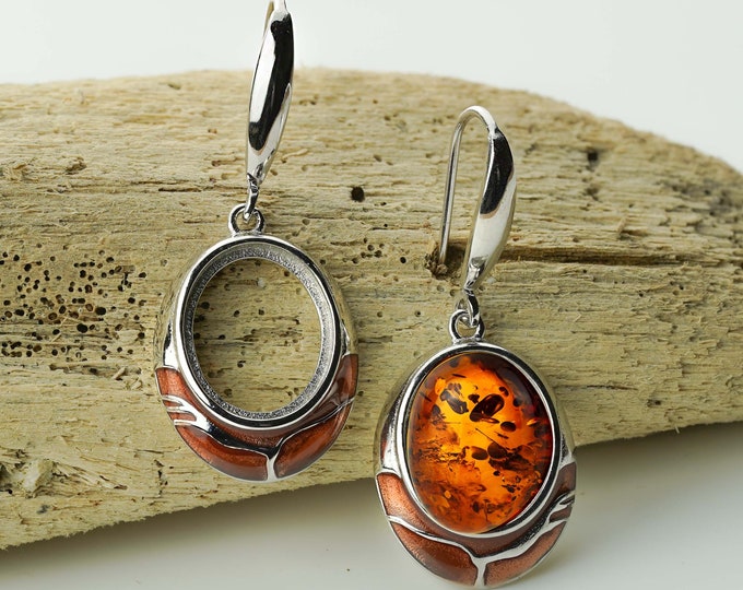 Silver Earrings Blank 10x12mm Enamel Rhodium Plated