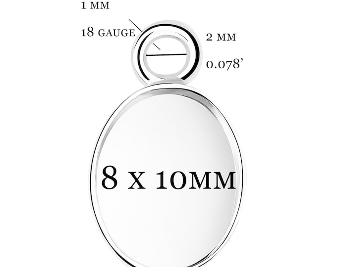 925 Sterling Silver Bezel Cup Setting 8x10mm Oval – DIY Resin Jewelry Blank Base for Keepsake, Cabochon, Pendant, Charm & Earring Making