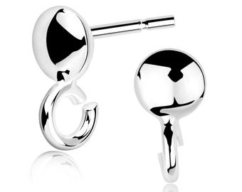 Silver Ear Stud Earring Parts – 1 Pair Half Ball Decorative Element | 925 Sterling Silver DIY Jewelry & Earring Repair Findings