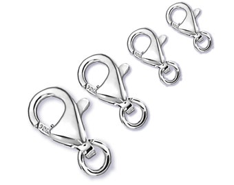 925 Silver Lobster Clasp, Pear Shape with Ring