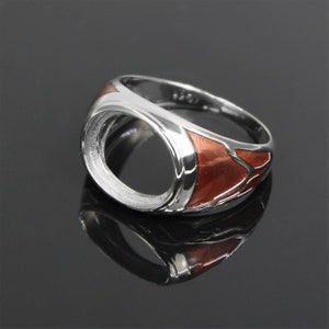 Silver Ring Blank , 10x12,Rhodium Plated Enameled, Bezel Setting Ring With Enamel