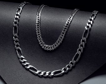 Sterling Silver Figaro Chain, 24" Silver Figaro Necklace,  Sterling Silver Chain,  3.9mm, Gauge: 29,