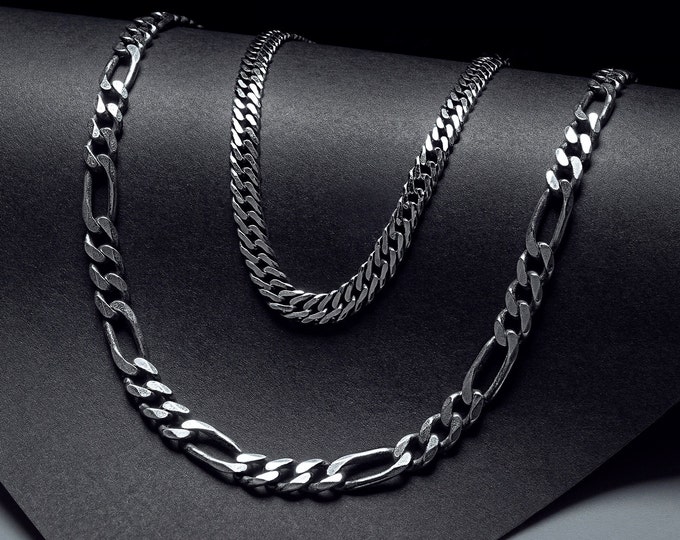 Sterling Silver Figaro Chain, Silver Figaro Necklace, 16" Sterling Silver Chain,  3.9mm, Gauge: 29,