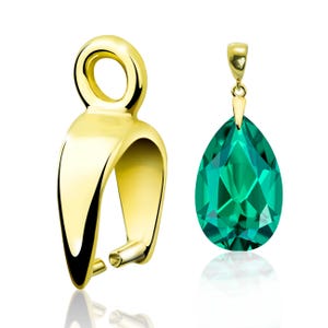 14K Gold Pendant Holder Clamped Bail DIY Jewelry and Repair Supply  Bead & Stone Connector  Gold Bail for Handmade Necklaces