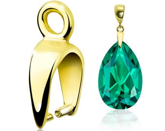 14K Gold Pendant Holder Clamped Bail DIY Jewelry and Repair Supply  Bead & Stone Connector  Gold Bail for Handmade Necklaces