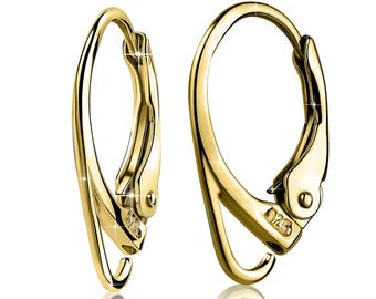 Leverback 925 Sterling Silver – Gold Plated Fine Jewelry Findings | 1 Pair 1.2 g Silver Earring Closures