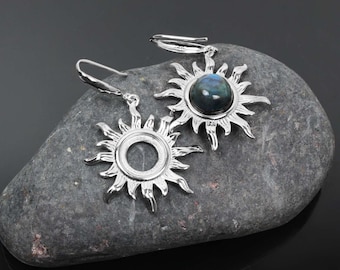 Silver 10 mm Blank Sun Earrings – 925 Sterling Silver Round Bezel Setting Base | DIY & Keepsake Jewelry Findings
